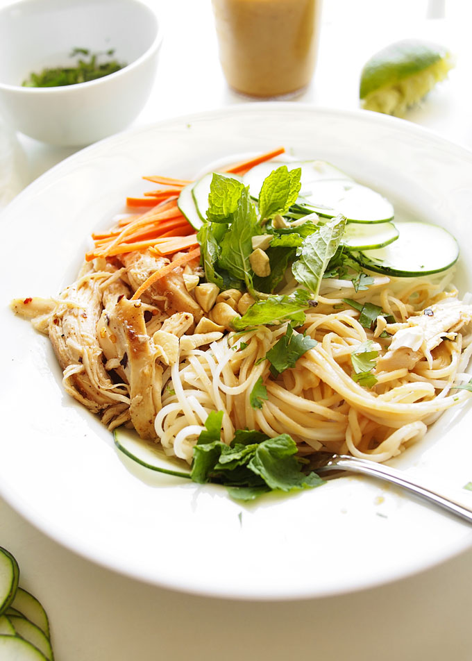 Cold Sesame Peanut Noodles with Brown Butter Chicken | thekitchenpaper.com