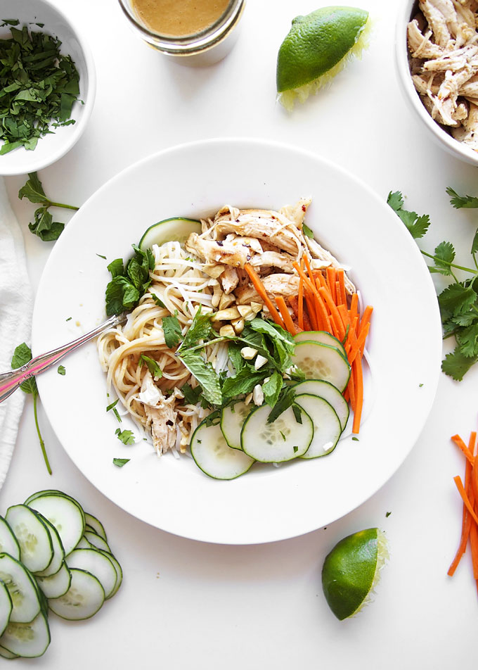 Cold Sesame Peanut Noodles with Brown Butter Chicken | thekitchenpaper.com