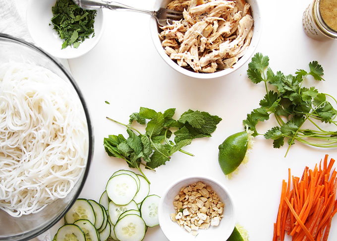 Cold Sesame Peanut Noodles with Brown Butter Chicken | thekitchenpaper.com