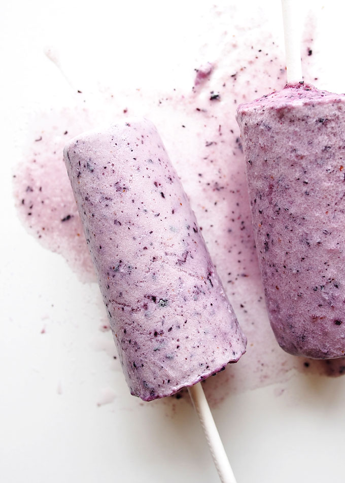 Maple Coconut Milk Blueberry Popsicles | thekitchenpaper.com