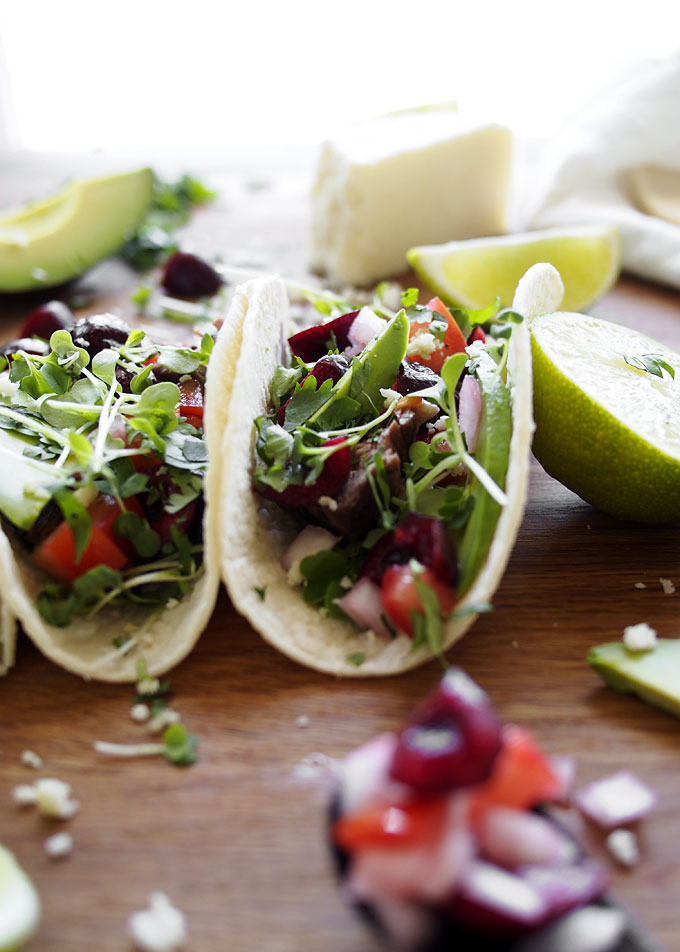 Steak Tacos with Cherry Pico de Gallo | thekitchenpaper.com