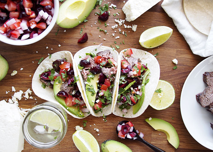 Steak Tacos with Cherry Pico de Gallo | thekitchenpaper.com