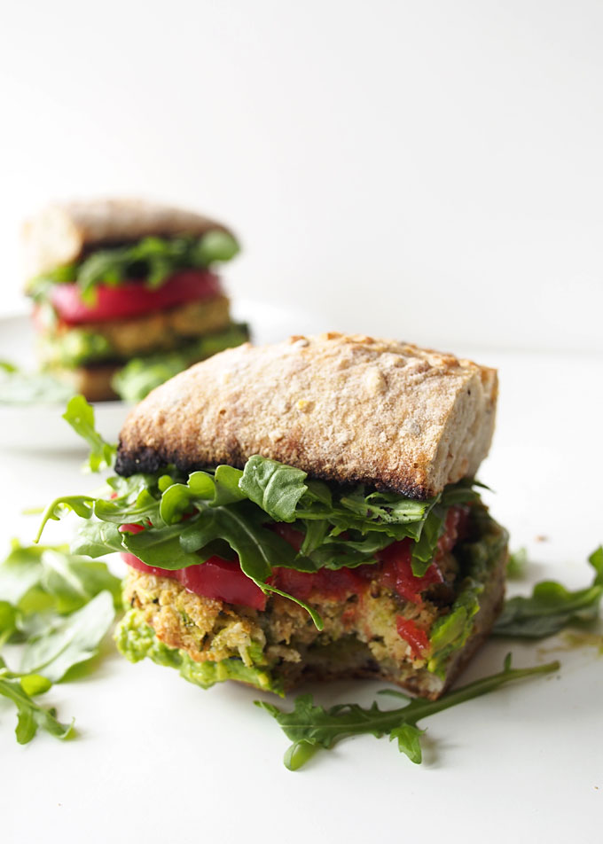 Zucchini Chickpea Cashew Patty Sandwich | thektichenpaper.com