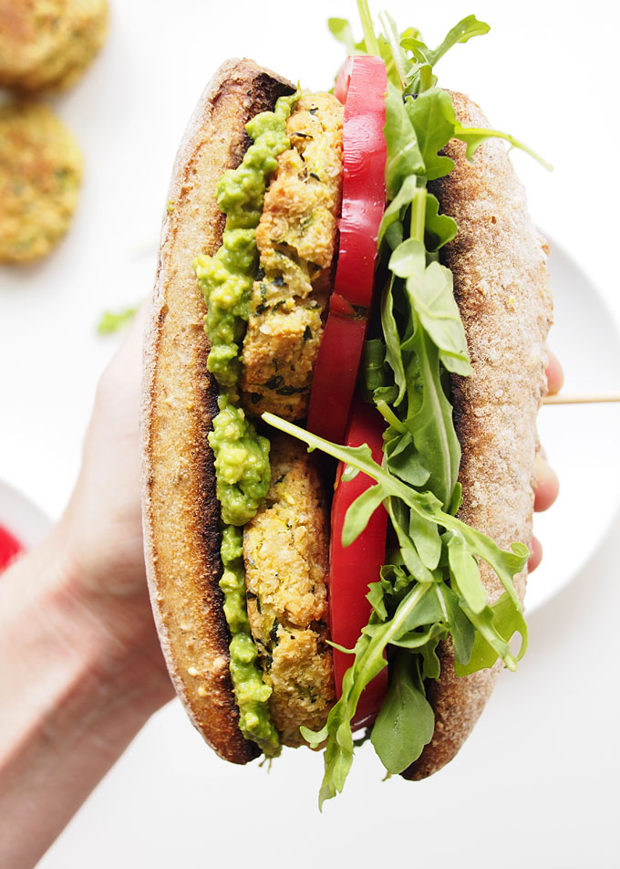 Zucchini Chickpea Cashew Patty Sandwich | thektichenpaper.com