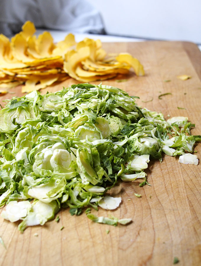 Brussels Sprout & Delicata Pizza with Hazelnuts, Goat Cheese, and Honey | The Kitchen Paper