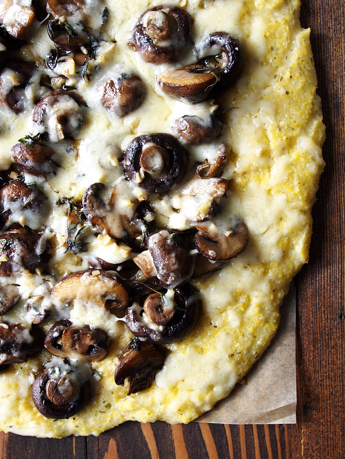 Herbed Mushrooms on Polenta with White Cheddar Recipe | thekitchenpaper.com