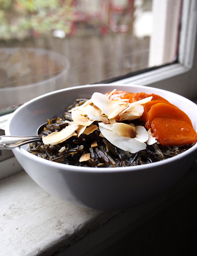 Toasted Coconut Wild Rice Porridge with Persimmons | The Kitchen Paper