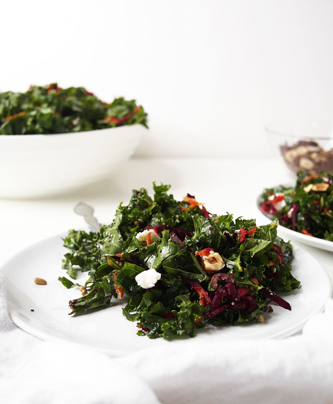 Northwest Kale Salad with Goat Cheese and Hazelnuts | The Kitchen Paper