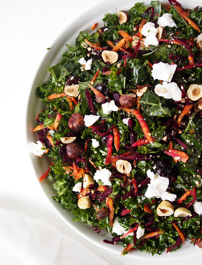 Northwest Kale Salad with Goat Cheese and Hazelnuts | The Kitchen Paper