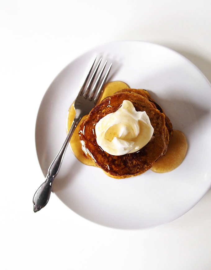 Pumpkin Cornmeal Pancakes for Two | The Kitchen Paper