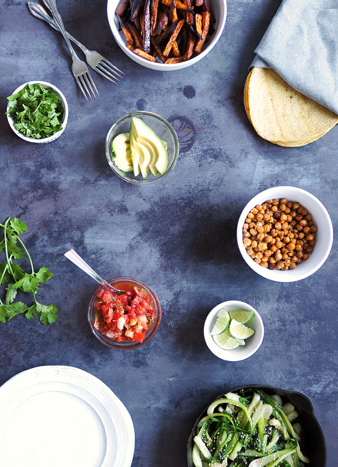 Crispy Chipotle Chickpea Tacos with Sweet Potato and Bok Choy | thekitchenpaper.com