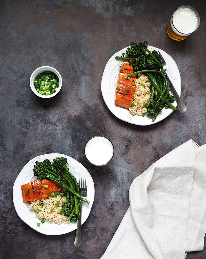 Teriyaki Salmon and Broccolini with Crushed Black Sesame Recipe | the kitchen paper