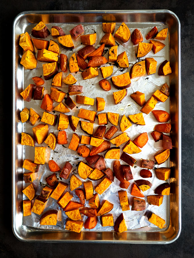 Butternut Squash Sweet Potato Bisque with Buttered Chanterelles | thekitchenpaper.com