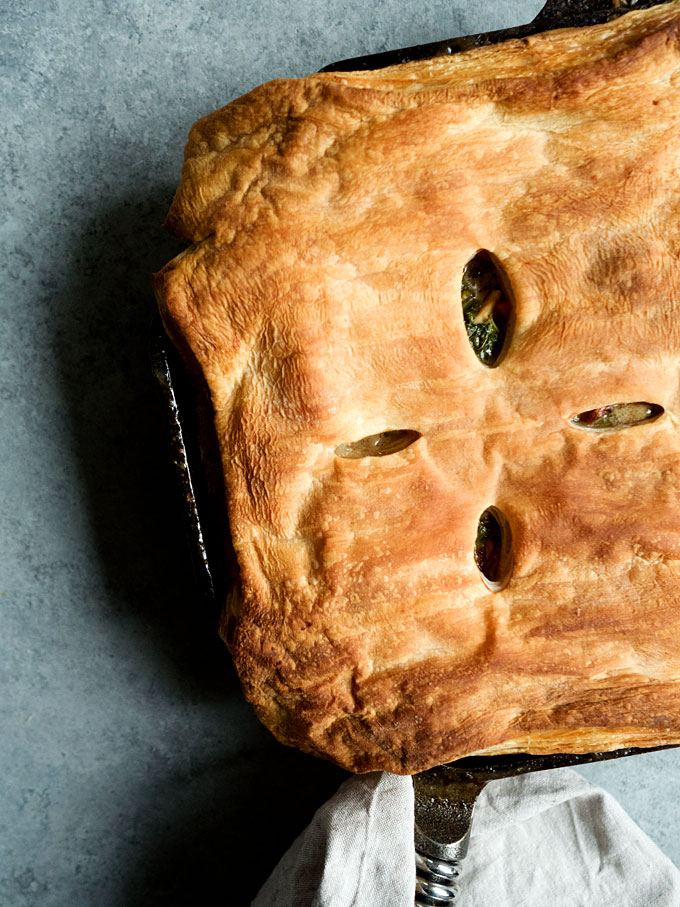 Wild Mushroom Chicken Skillet Pot Pie | thekitchenpaper.com