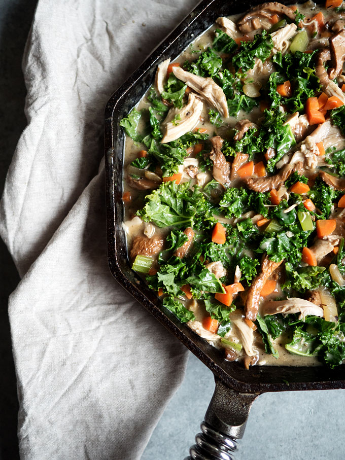 Wild Mushroom Chicken Skillet Pot Pie | thekitchenpaper.com