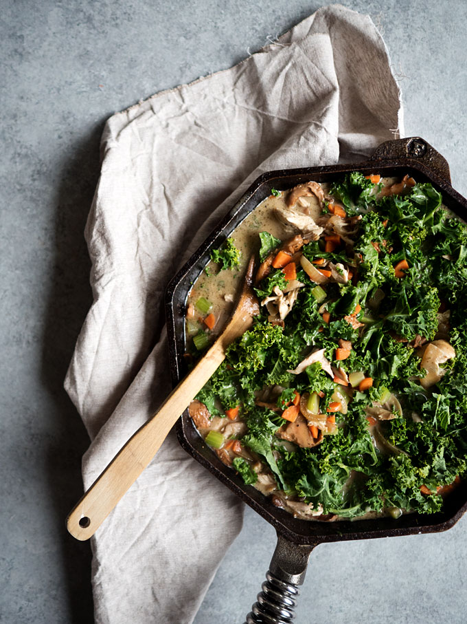 Wild Mushroom Chicken Skillet Pot Pie | thekitchenpaper.com