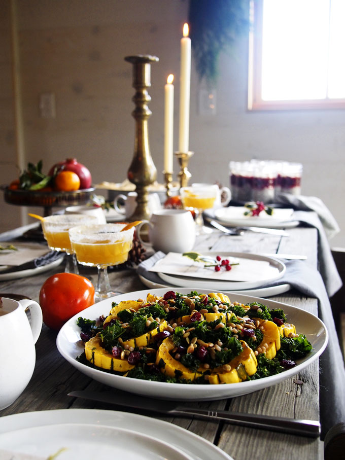 Warm Kale, Delicata, Pearl CousCous Salad (+PDX Holiday Brunch!) | thekitchenpaper.com